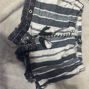 Striped Fringe Shorts with Tassel